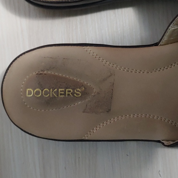 DOCKERS Brown Leather Slip On Sandals Flats Slides Women's - Picture 2 of 6